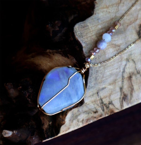 Rainbow Moonstone Artisan Necklace