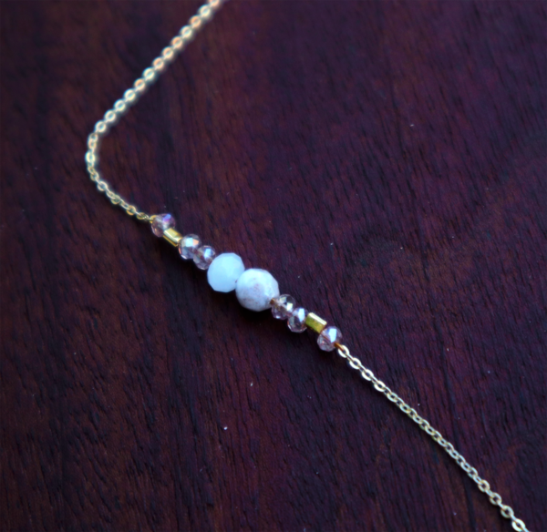 Peruvian Opal and crystal accents on gold chain