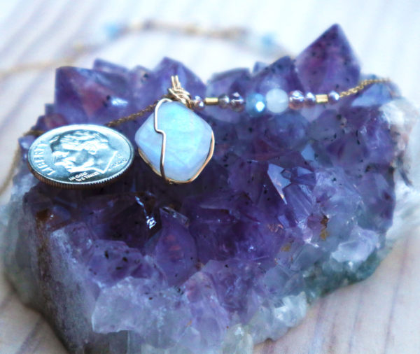 Small rainbow moonstone pendant