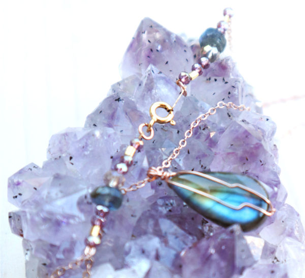 Gold and blue labradorite necklace