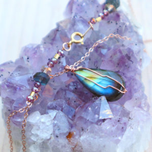 Gold and blue labradorite necklace