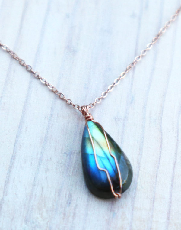 Gold and blue labradorite necklace