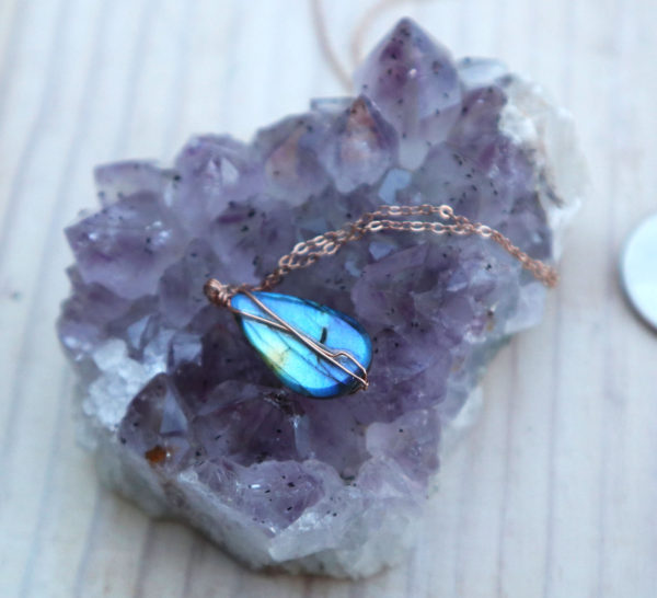 Gold and blue labradorite necklace