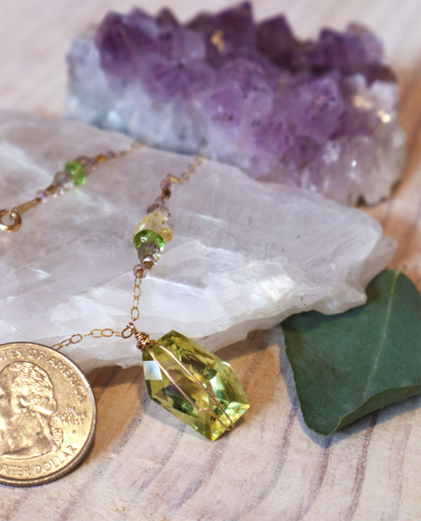 citrine and olivine necklace