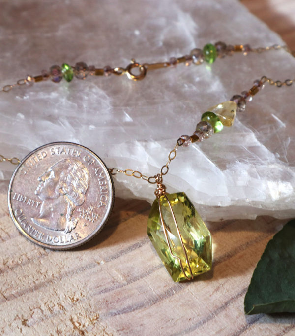 citrine and olivine necklace