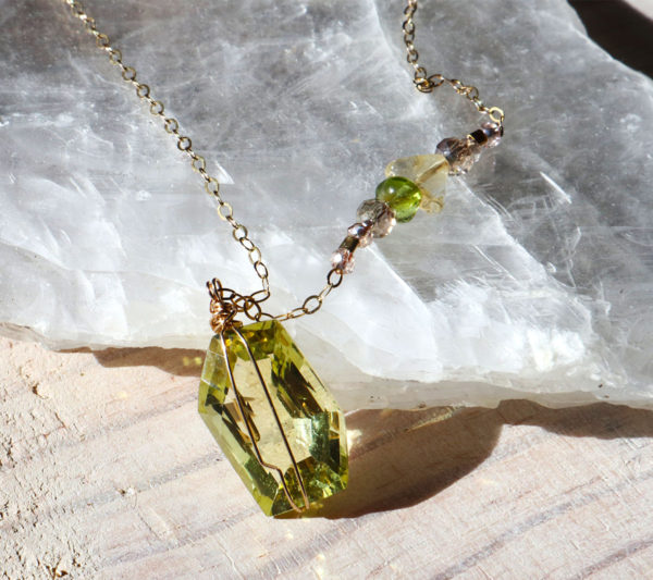 citrine and olivine necklace