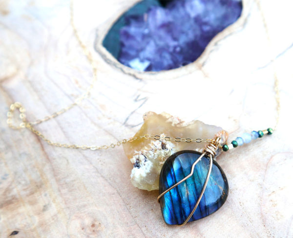 Blue Flashy Labradorite necklace