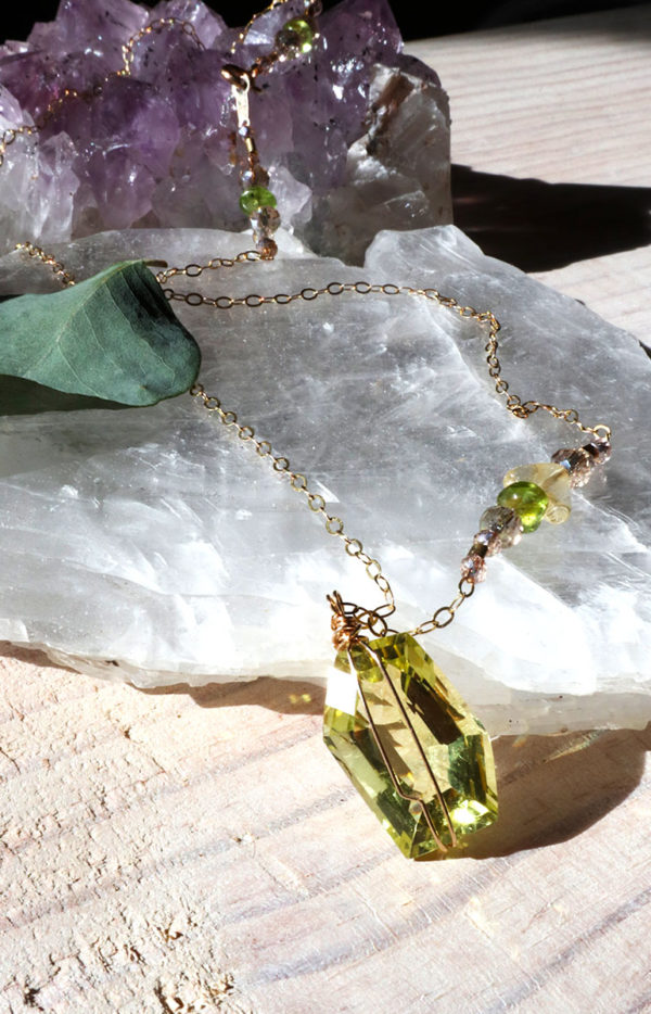 citrine and olivine necklace