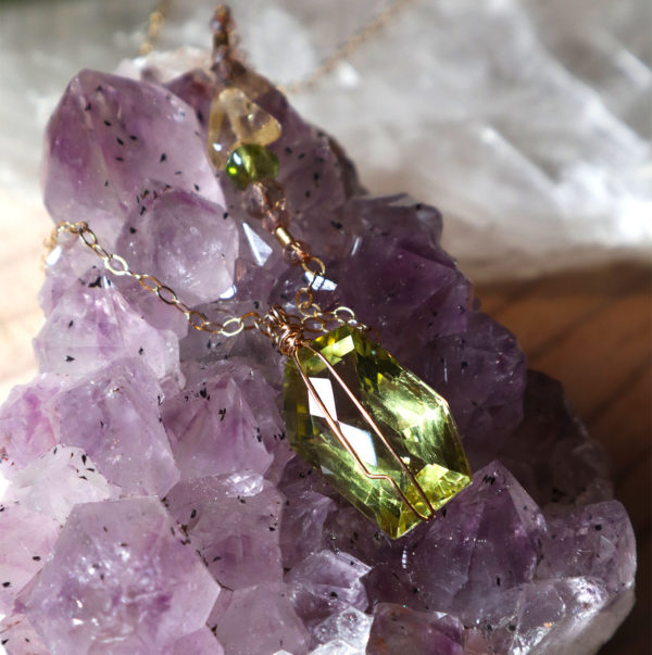 citrine and olivine necklace