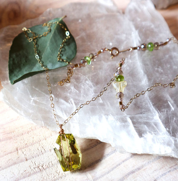 citrine and olivine necklace