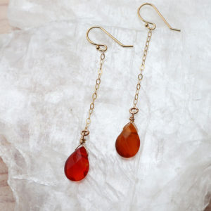 Carnelian and 14k gold filled, drop earrings.