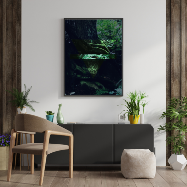 Alchemy of Earth wall art poster, shown in context on a living room wall.