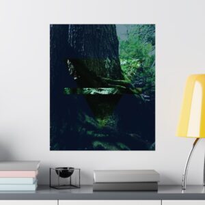 The alchemy element of earth poster, as a photo of the rain forest, in context and on a wall.