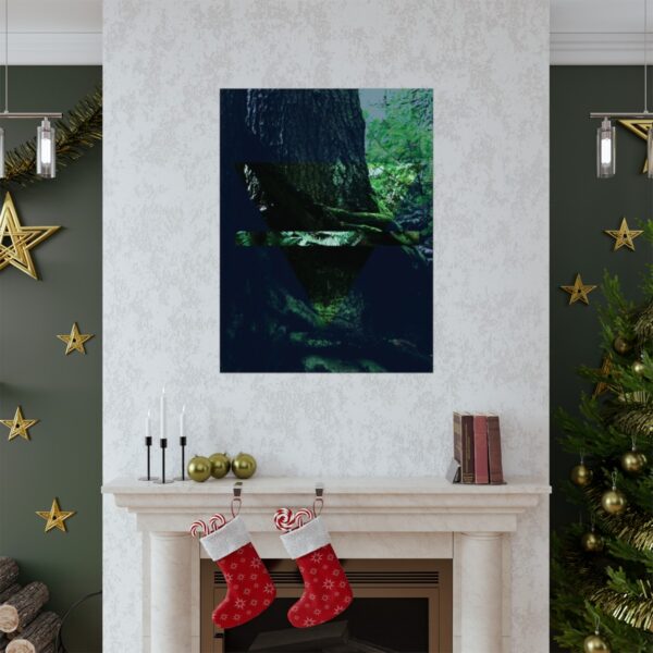 The alchemy element of earth poster, as a photo of the rain forest, in context and on a wall.