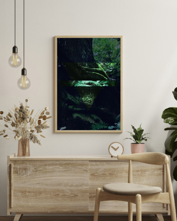 Alchemy of Earth wall art poster, shown in context on a living room wall.