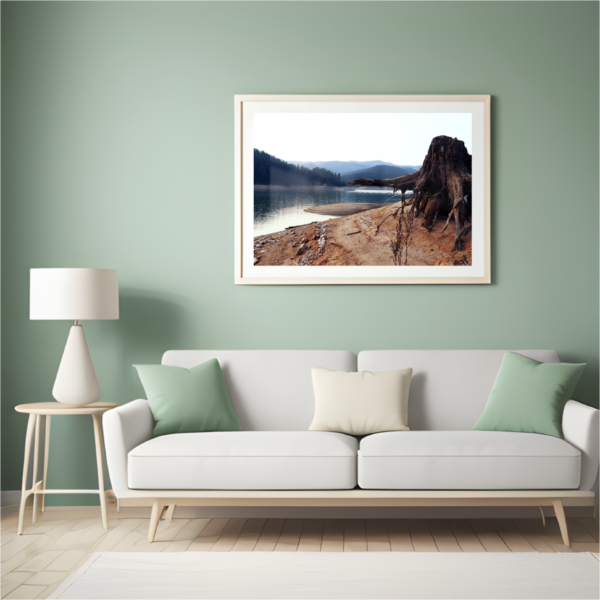 Art Photo of an Orofino overlook. With Mountains and lake scene.