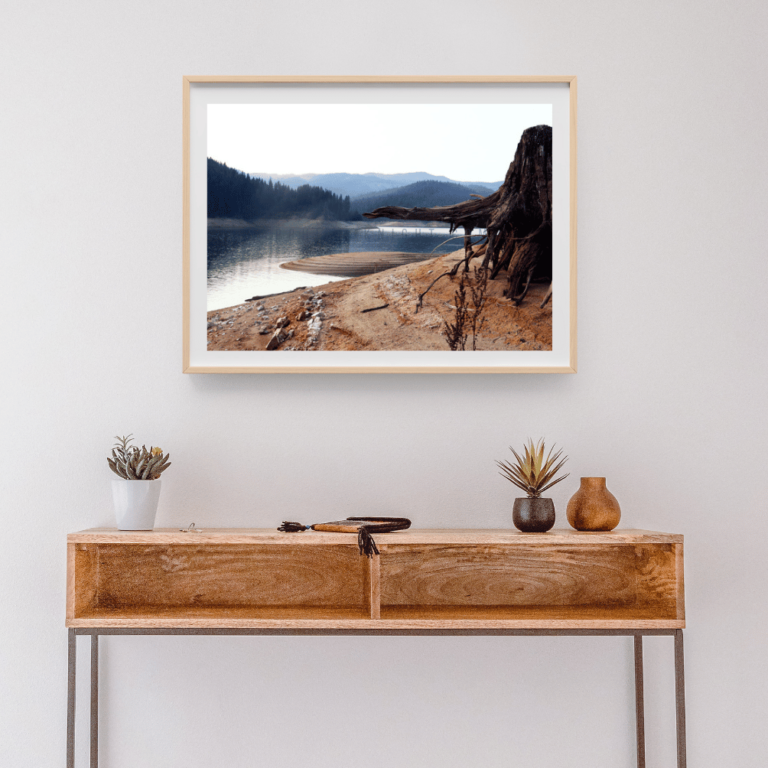 Art Photo of an Orofino overlook. With Mountains and lake scene.